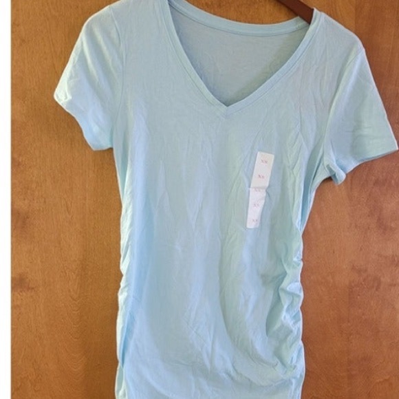 New Isabel maternity v neck short sleeve t- shirt shirred side size XS - Picture 4 of 9
